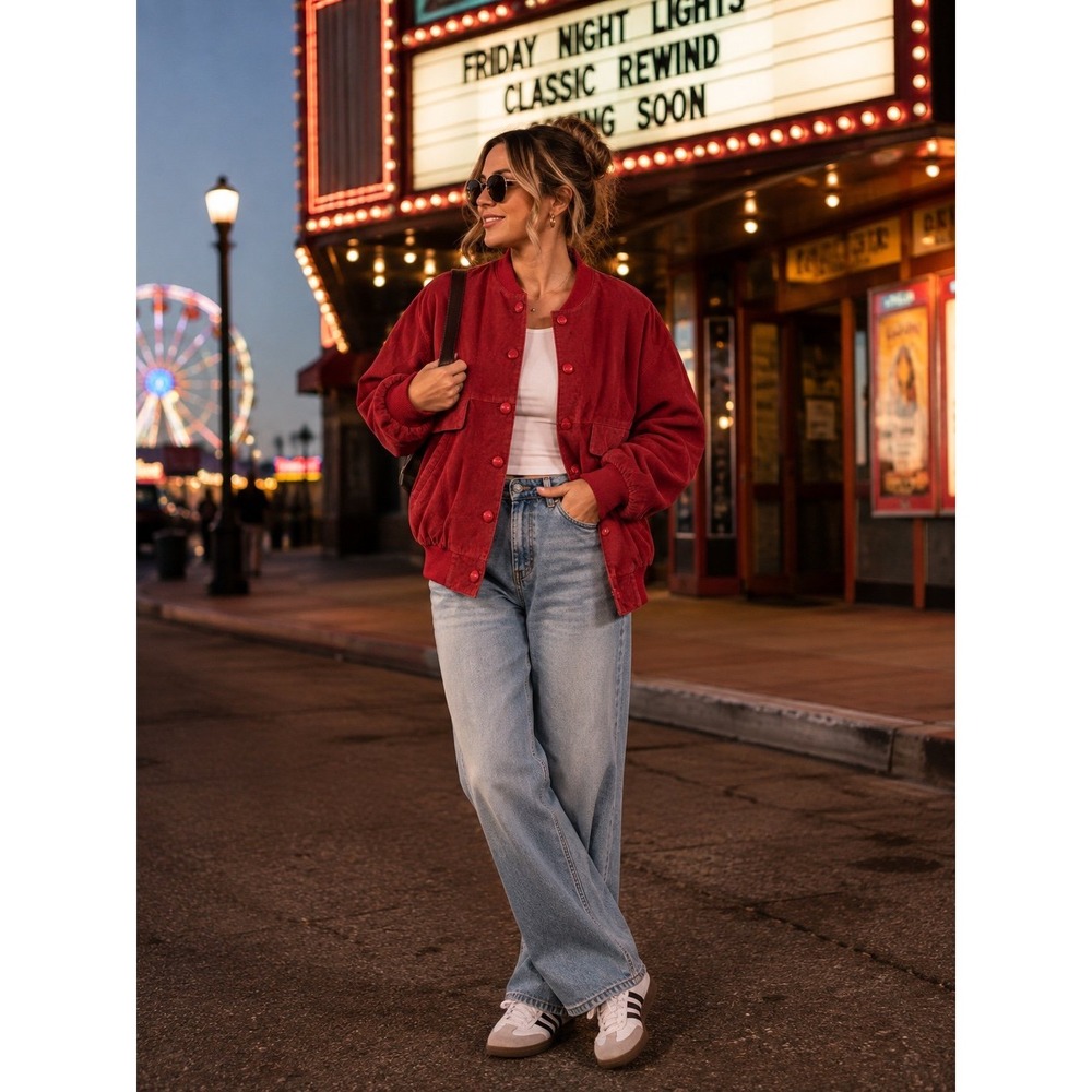 Pelle Red Suade Bomber Jacket (Med) Vintage Red Bomber Jacket